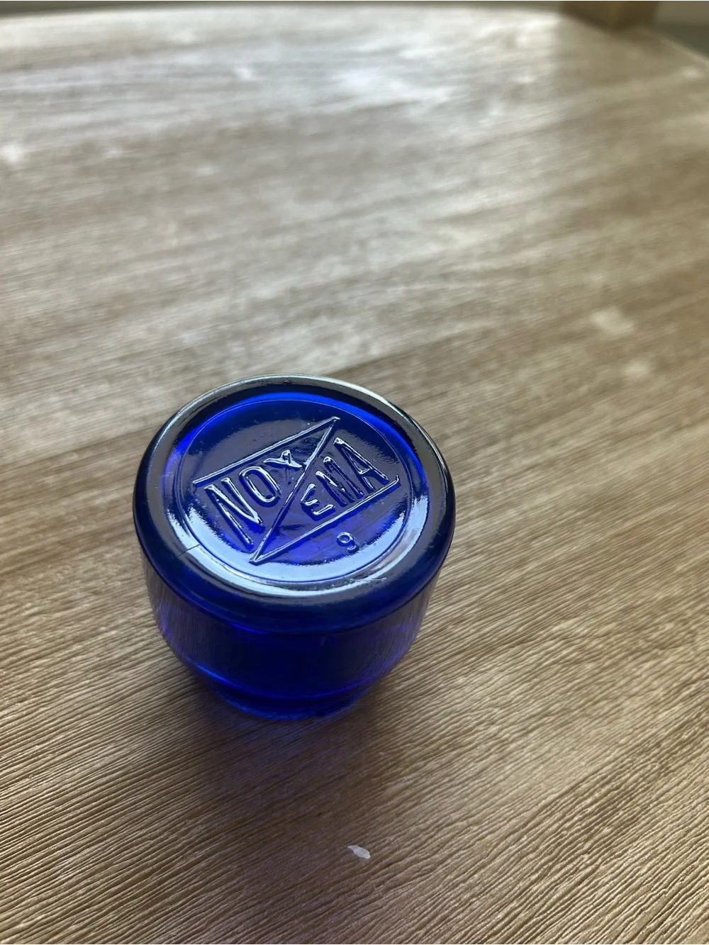 Antique Cobalt Blue Glass Noxzema Apothecary Jar - Repurpose for Small Storage